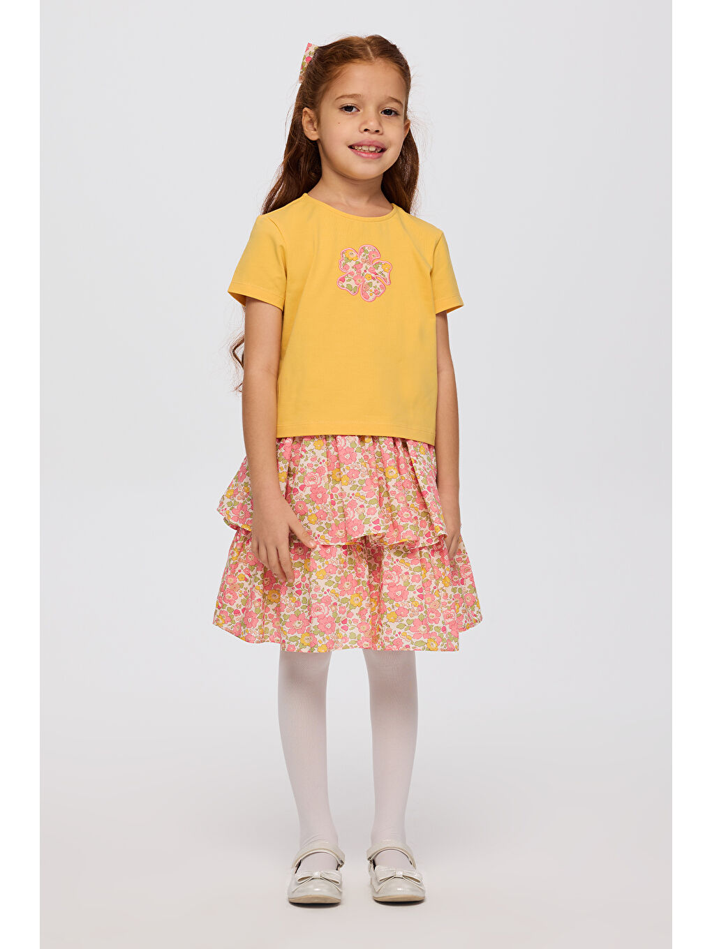 Sarı Liberty Kumaş Kız Çocuk Tişört-3