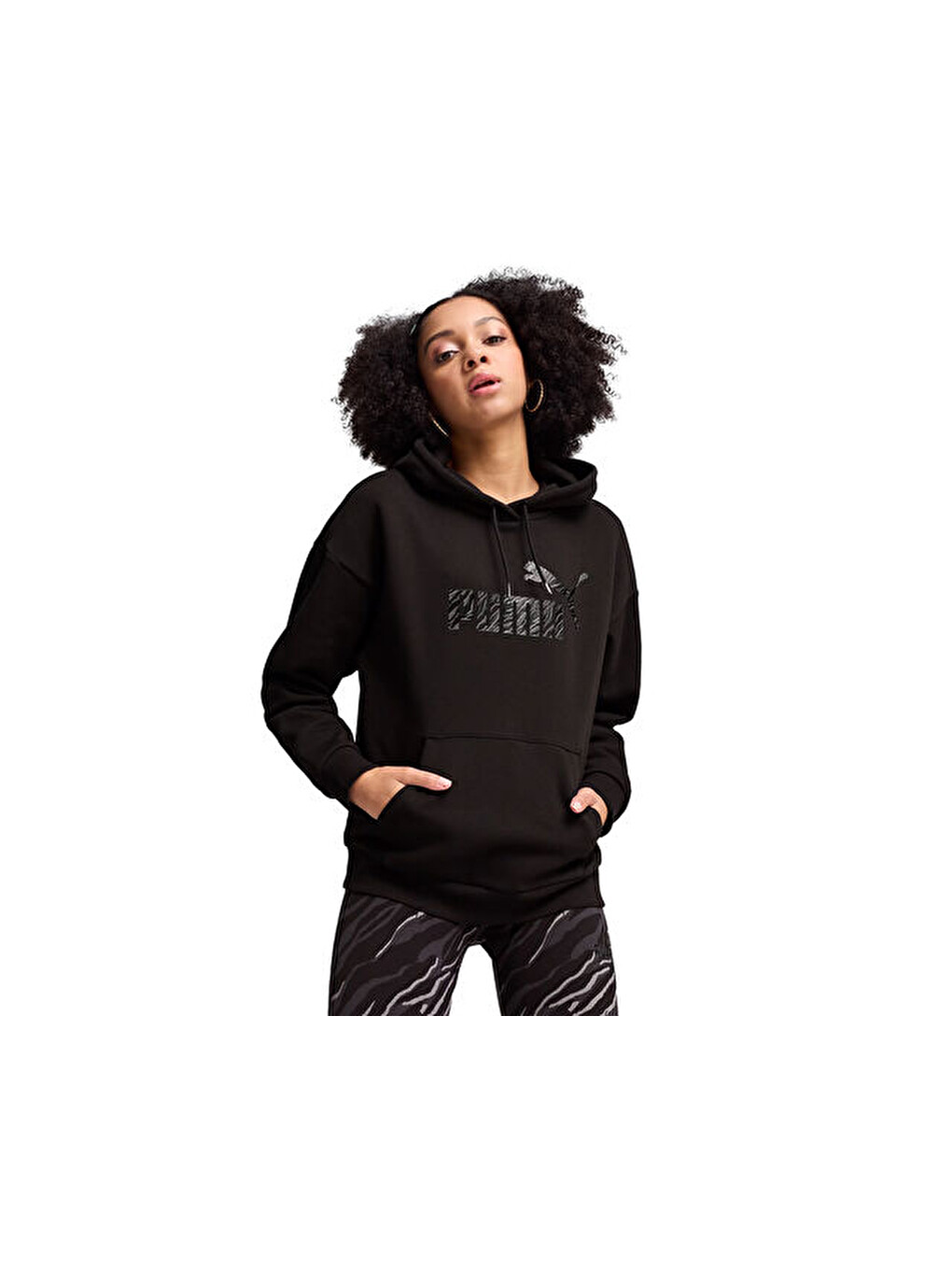 Ess+ Animal Hoodie Fl Kadın Günlük Sweatshirts 68149201 Siyah