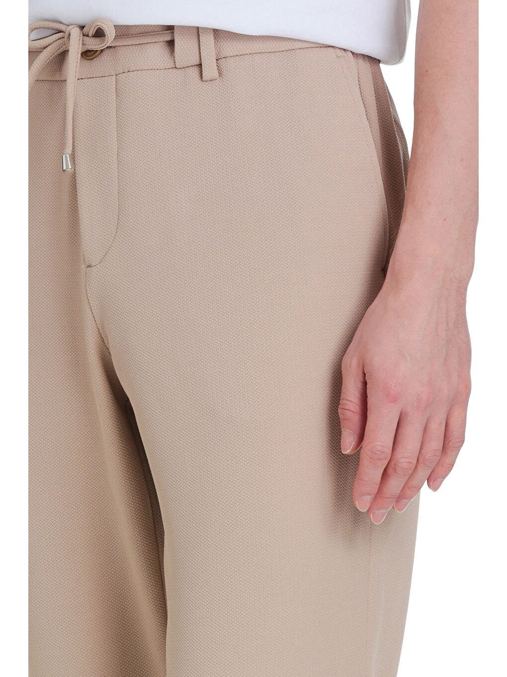 Bej Dinamik Fit Yandan Cepli Jogger Pantolon-3