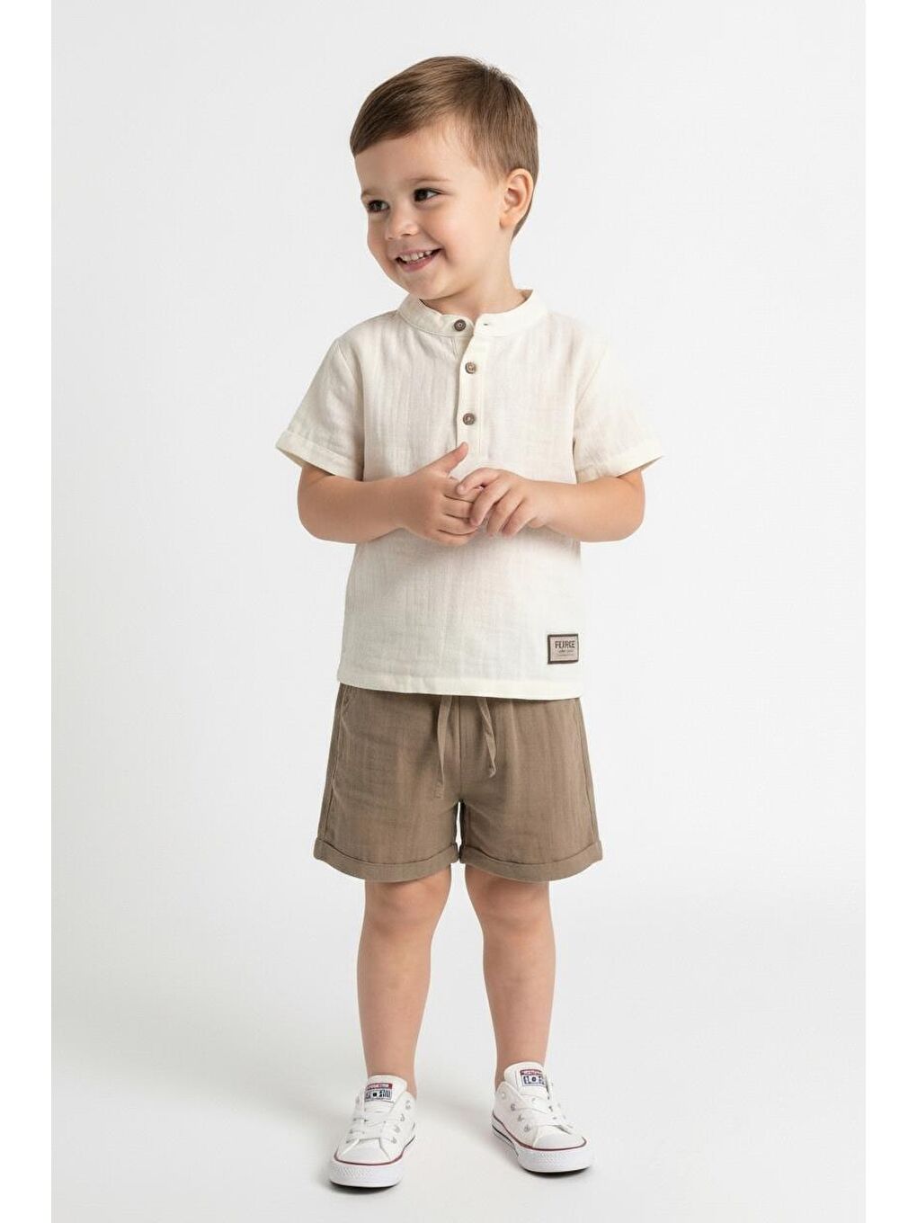 Kahverengi Müslin Bis.Yaka Şortlu Takım-3