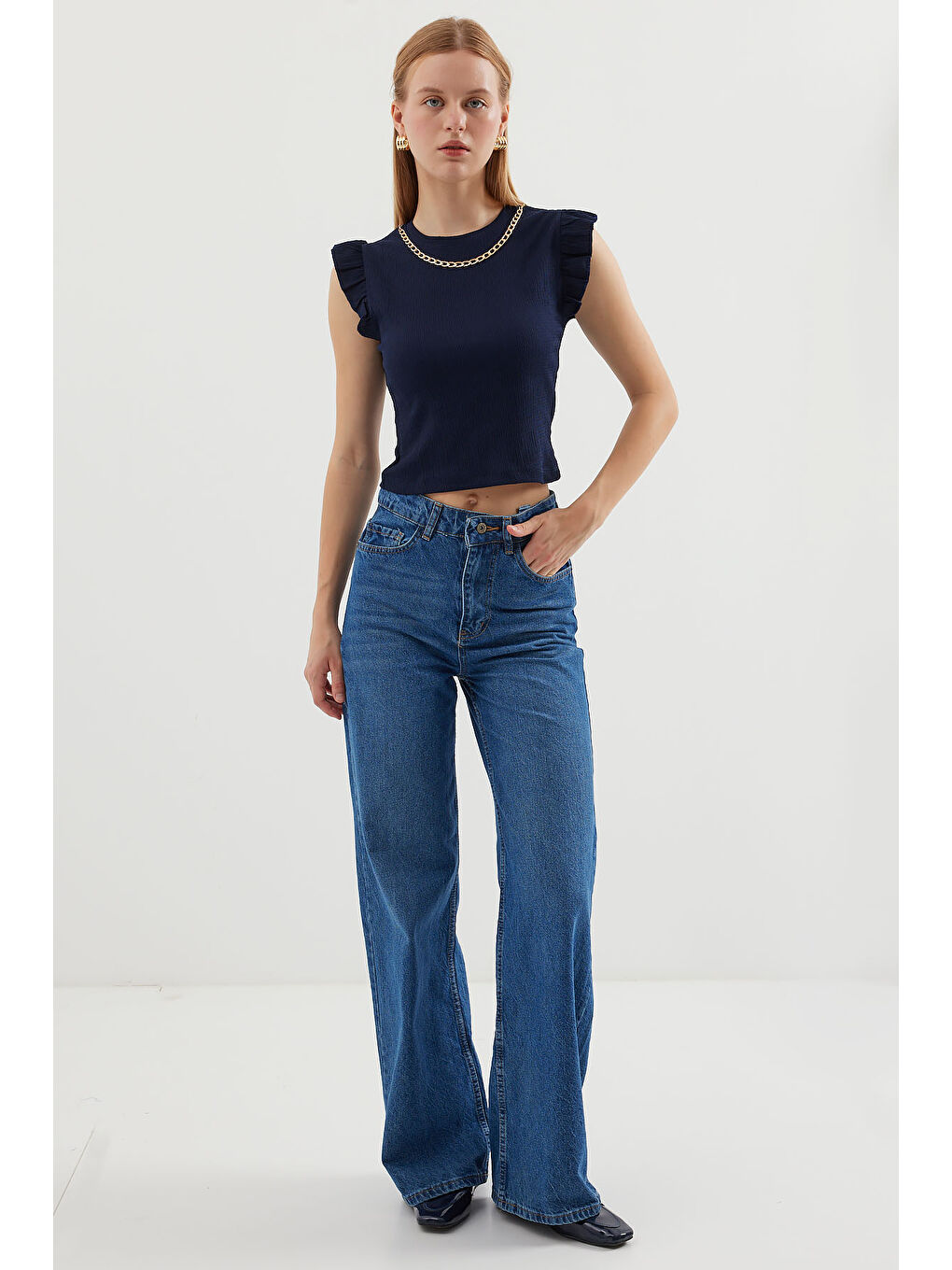 0430 Örme Bluz - Lacivert-1