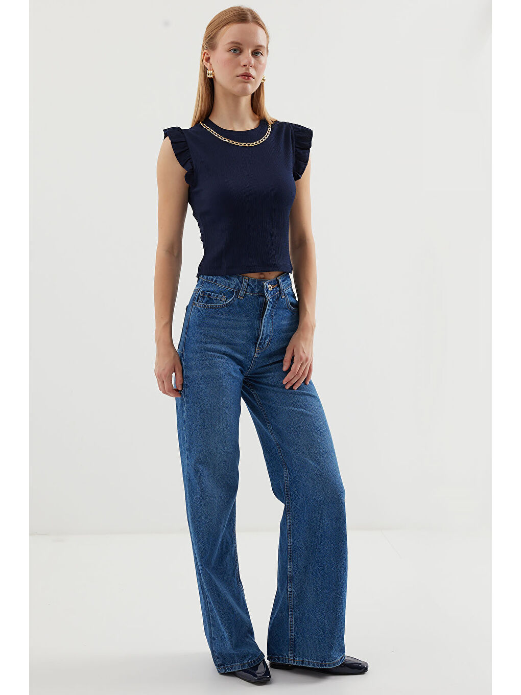 0430 Örme Bluz - Lacivert-2