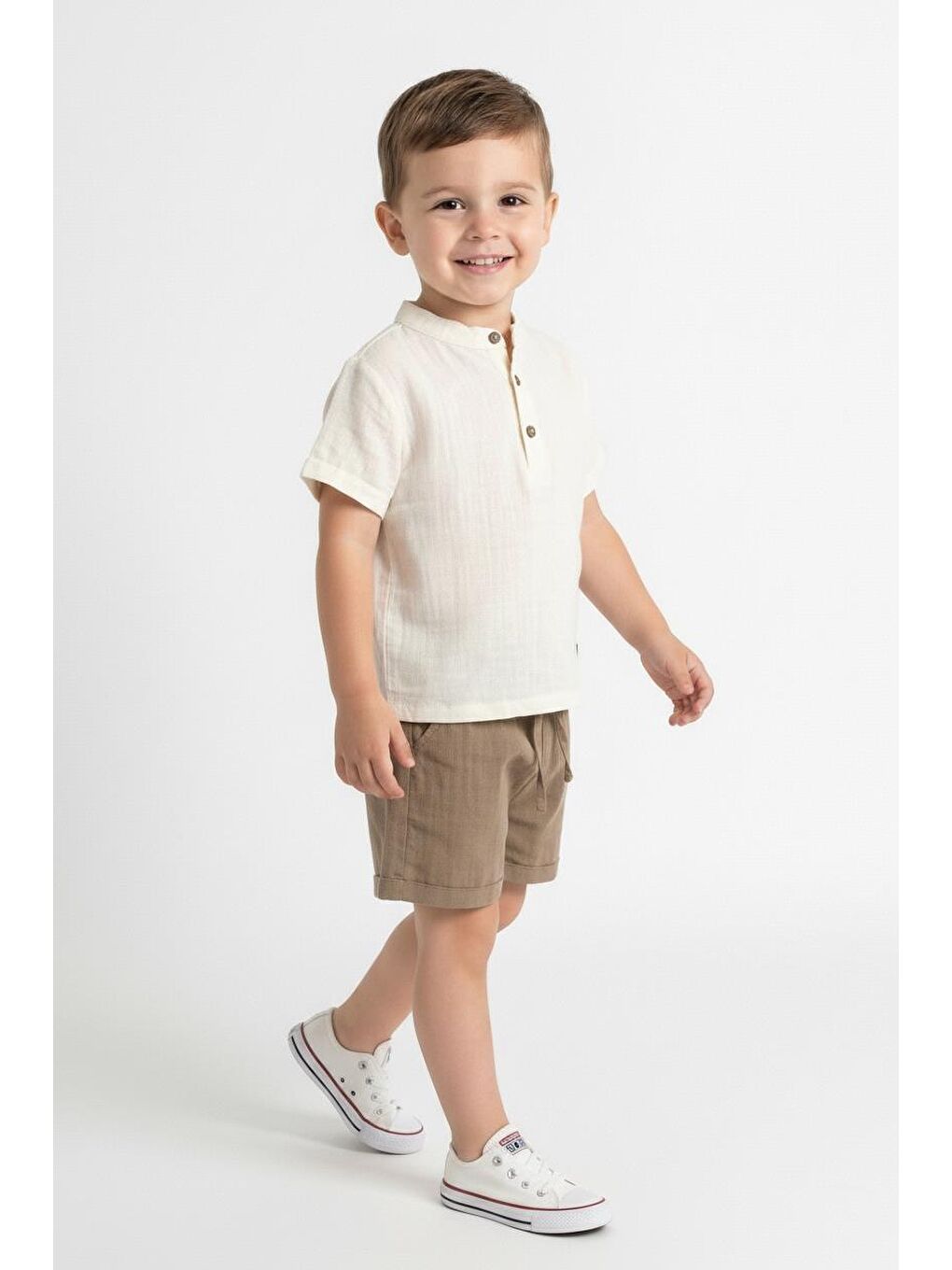 Kahverengi Müslin Bis.Yaka Şortlu Takım-4