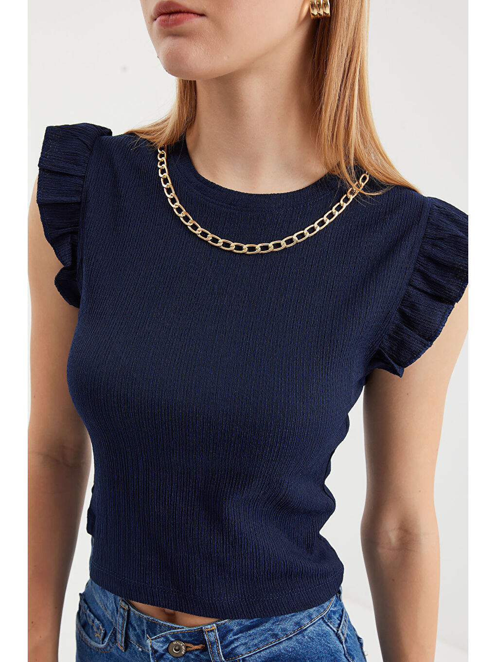 0430 Örme Bluz - Lacivert-4