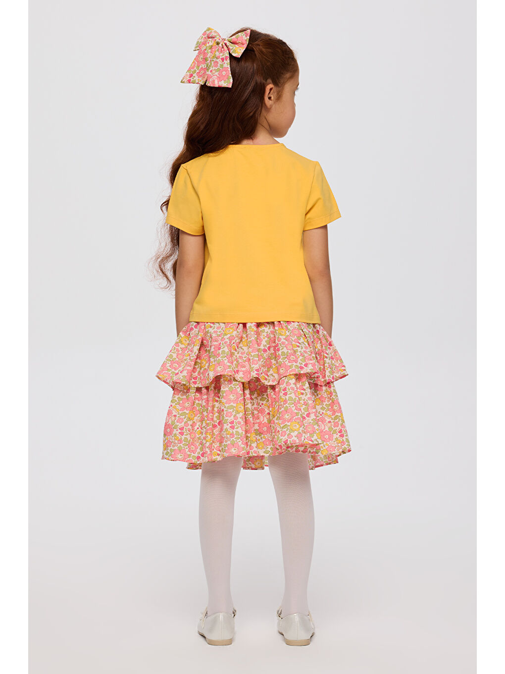Sarı Liberty Kumaş Kız Çocuk Tişört-6