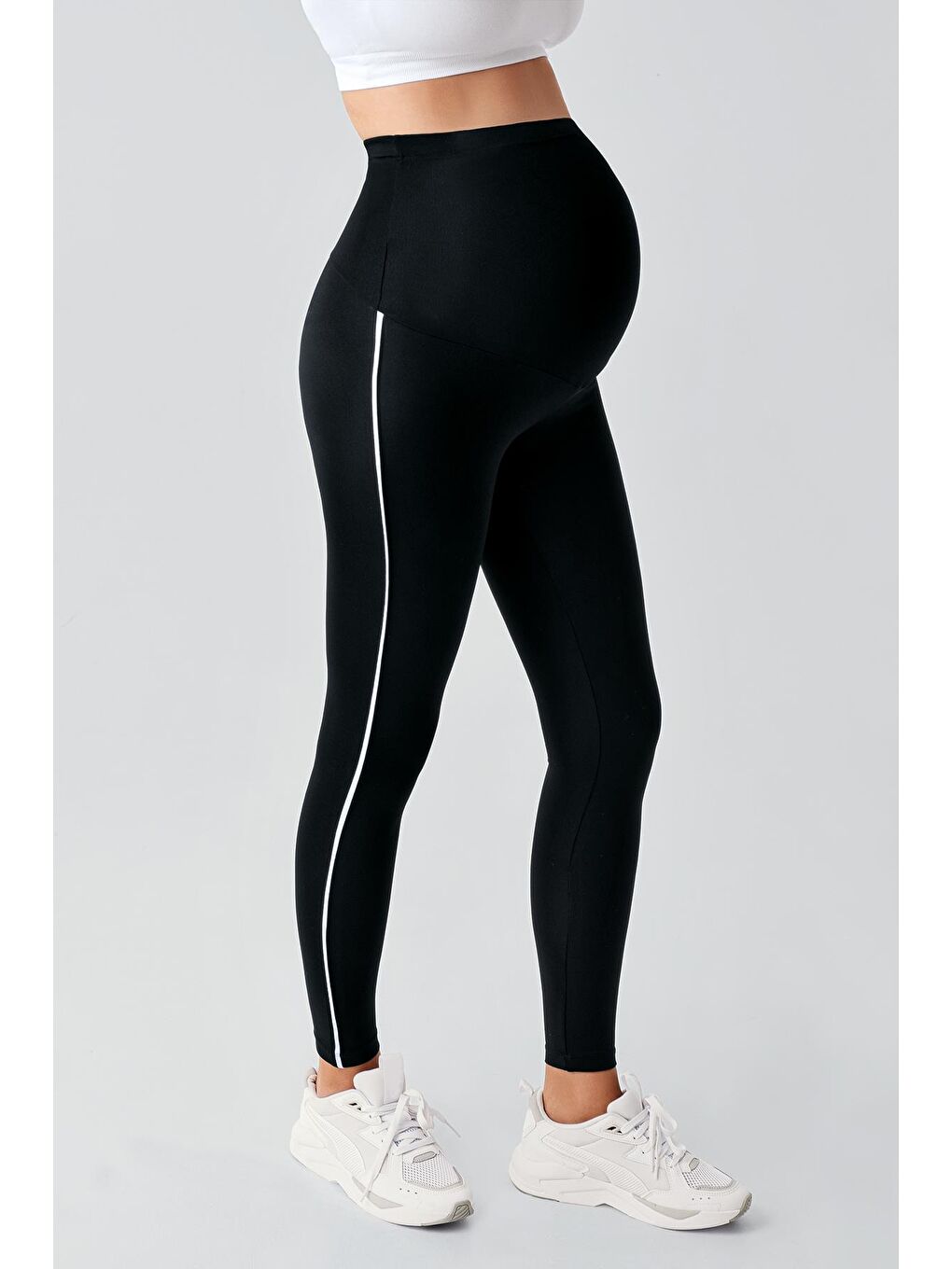 Siyah Biyeli Yüksek Bel Esnek Toparlayıcı Hamile Tayt T24-2