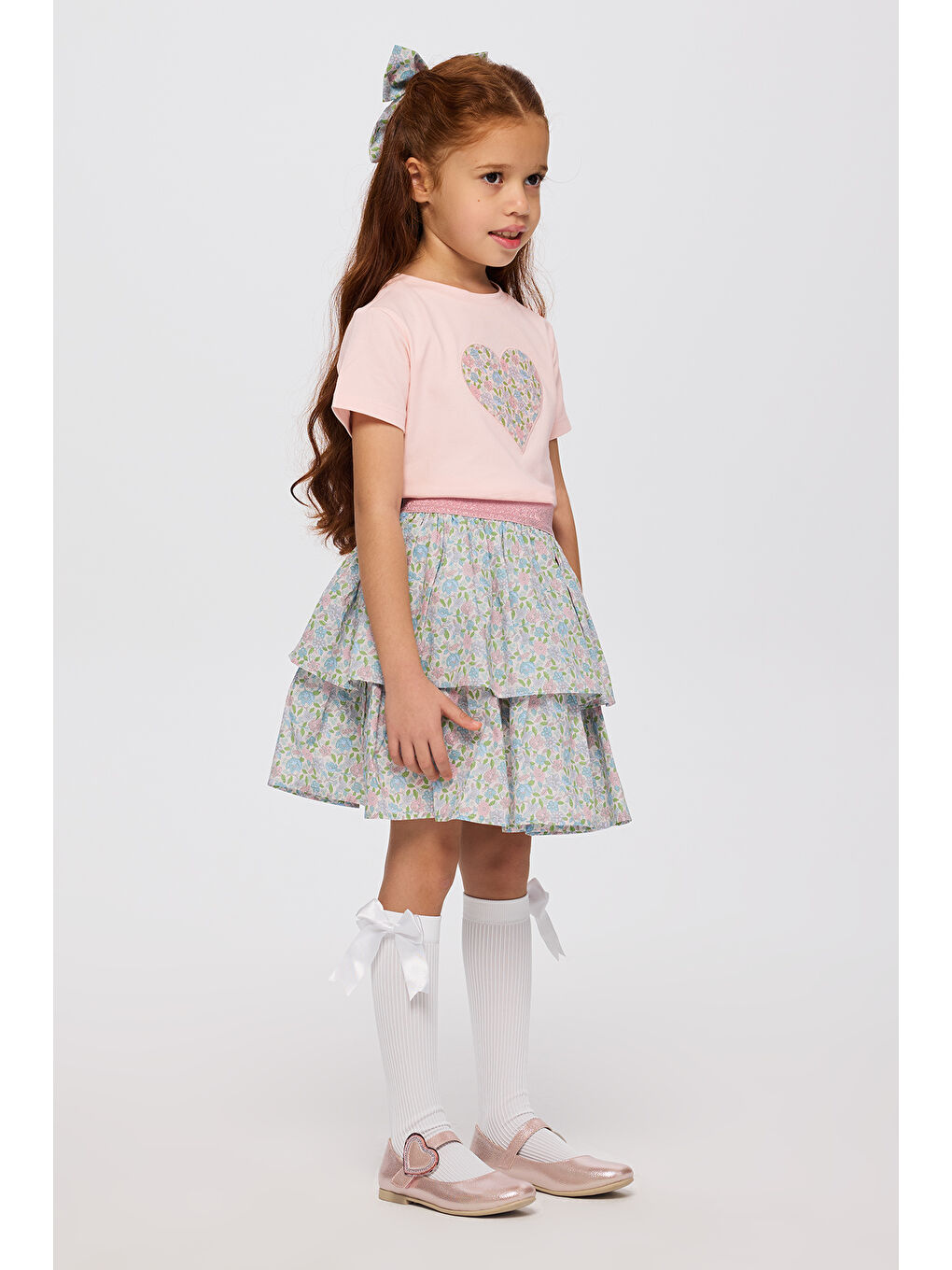 Pembe Liberty Kumaş Kız Çocuk Etek-1