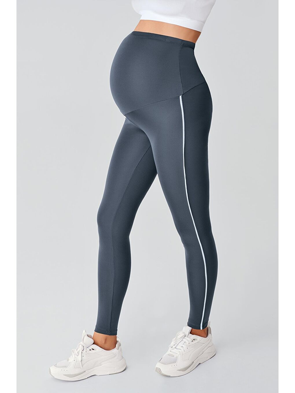 Antrasit Biyeli Yüksek Bel Esnek Toparlayıcı Hamile Tayt T24-4