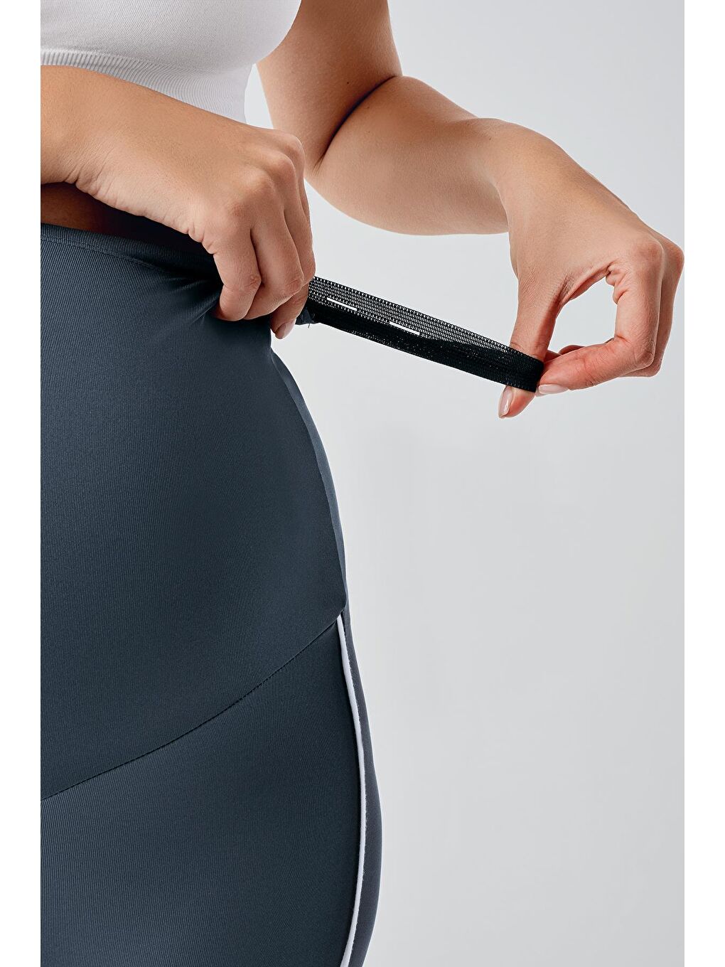 Antrasit Biyeli Yüksek Bel Esnek Toparlayıcı Hamile Tayt T24-6