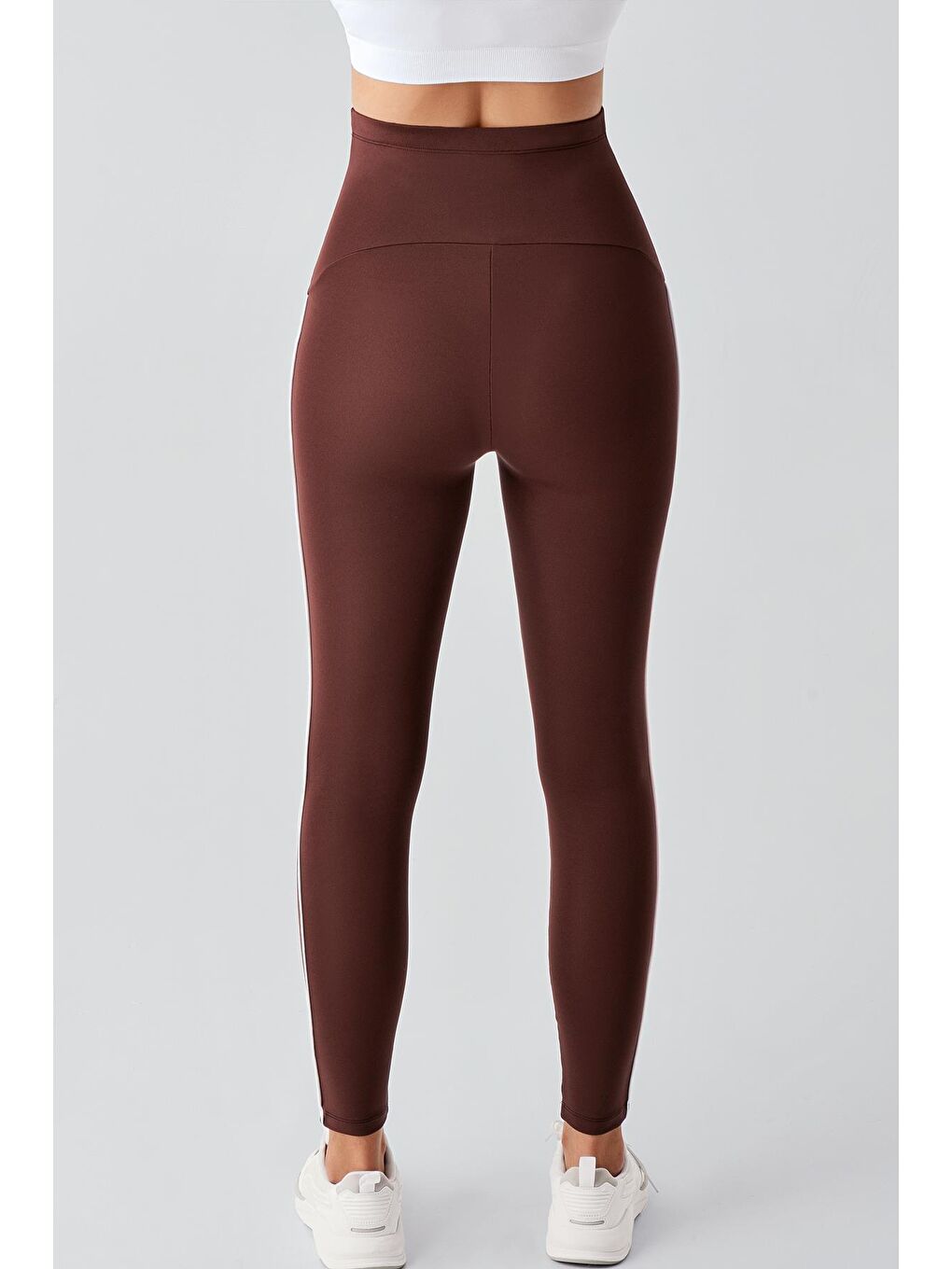 Kahverengi Biyeli Yüksek Bel Esnek Toparlayıcı Hamile Tayt T24-4