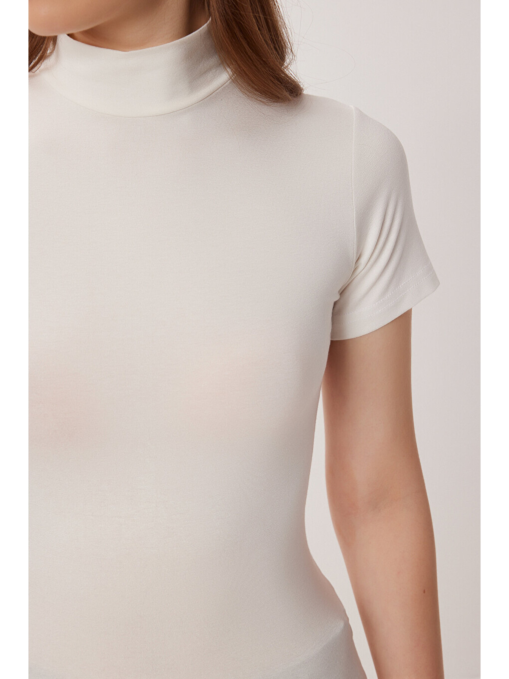 Ekru Balıkçı Yaka Basic Viskon Bluz EKRU LRN0027-4
