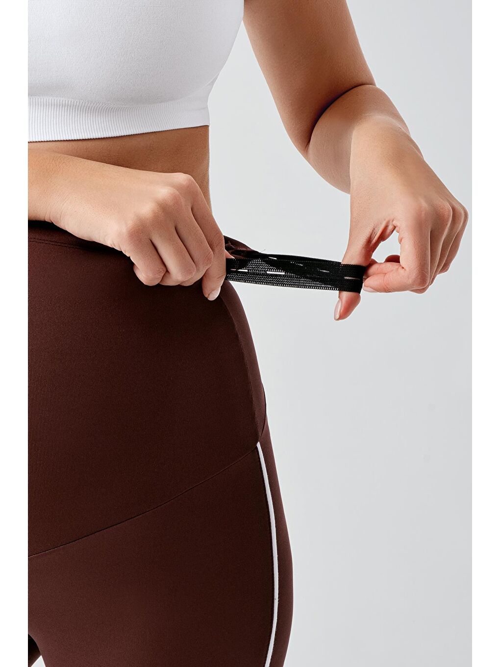 Kahverengi Biyeli Yüksek Bel Esnek Toparlayıcı Hamile Tayt T24-5