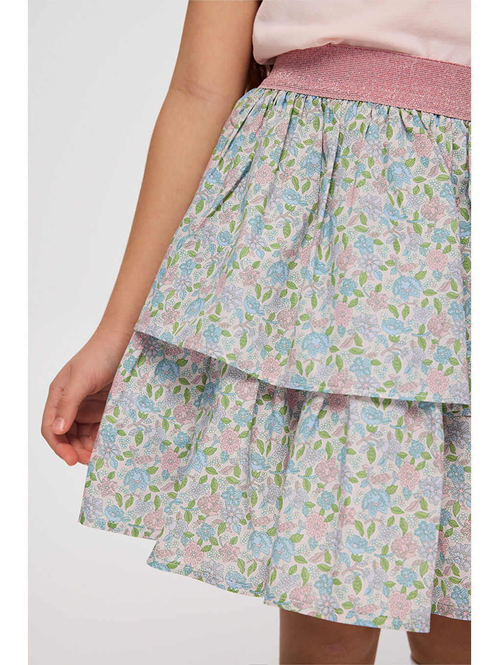 Pembe Liberty Kumaş Kız Çocuk Etek-5