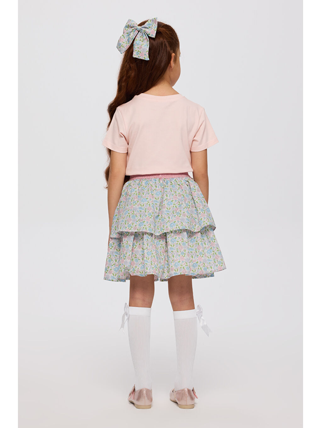 Pembe Liberty Kumaş Kız Çocuk Etek-6