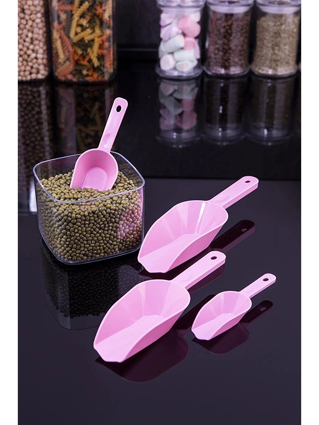 Karışık 4 Adet Renkli Erzak Küreği Ölçü Kaşığı-1