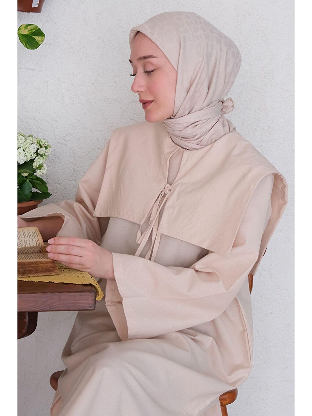 Ekru Krem Bahriye Yaka Tunik-4