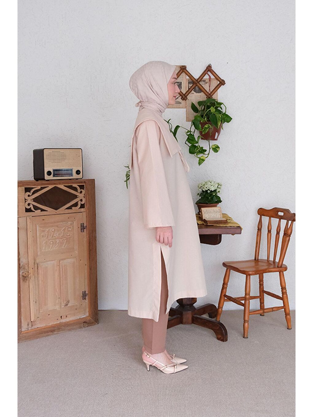 Ekru Krem Bahriye Yaka Tunik-5