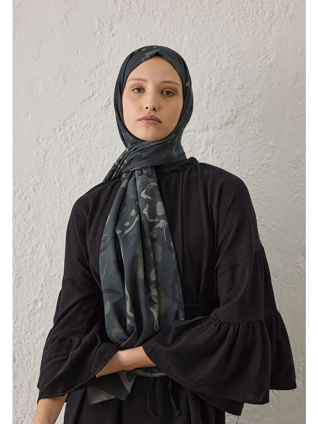 Aura Desen Şal Koyu Yeşil-2