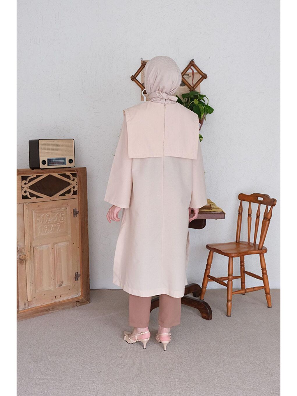 Ekru Krem Bahriye Yaka Tunik-6