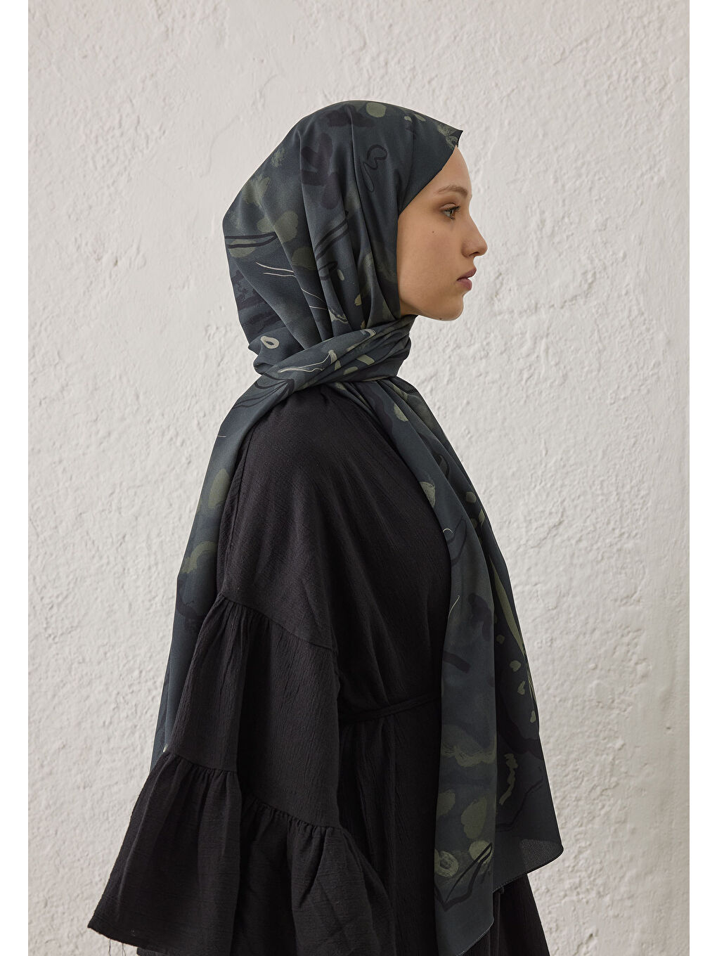 Aura Desen Şal Koyu Yeşil-3