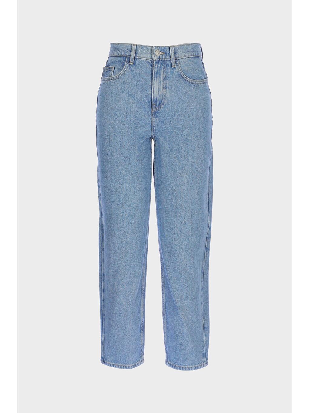 Açık Mavi Yüksek Bel Barrel Fit Patı Fermuarlı Jean Pantolon C 4934-024