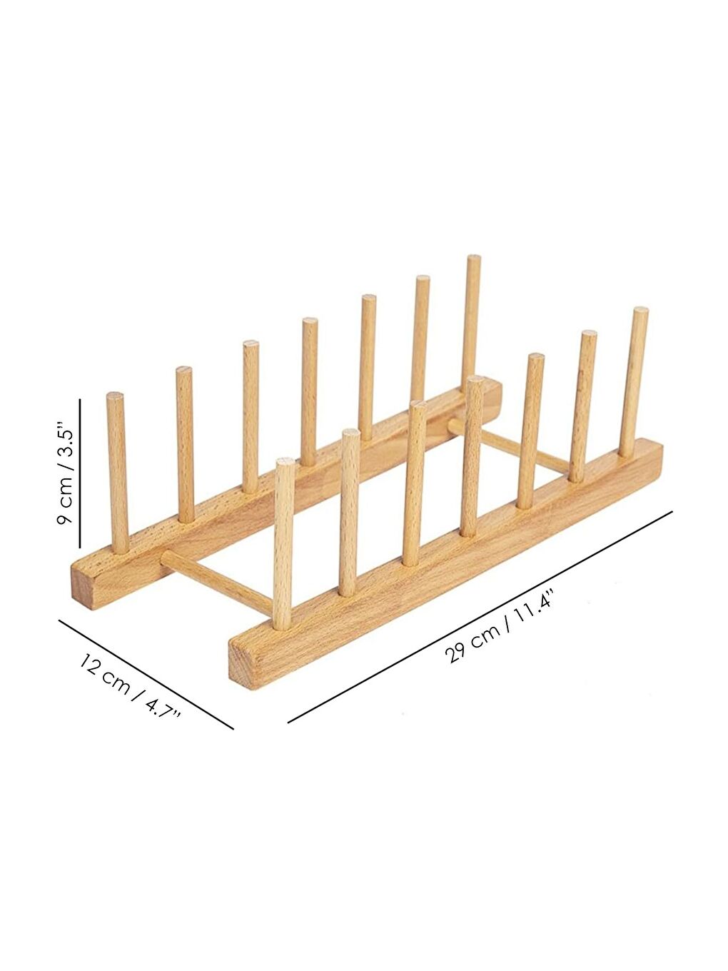 Bej 6 Bölmeli Bambu Tabak Standı Bambu Tabaklık Bulaşıklık Mutfak Organizer Dekoratif Düzenleyici-3