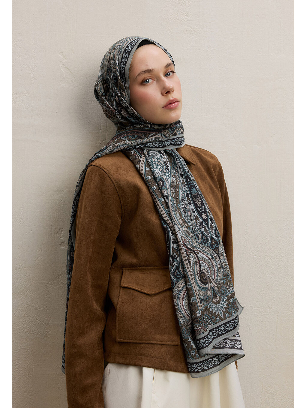 Zaıra Desen Şal Soft Yeşil