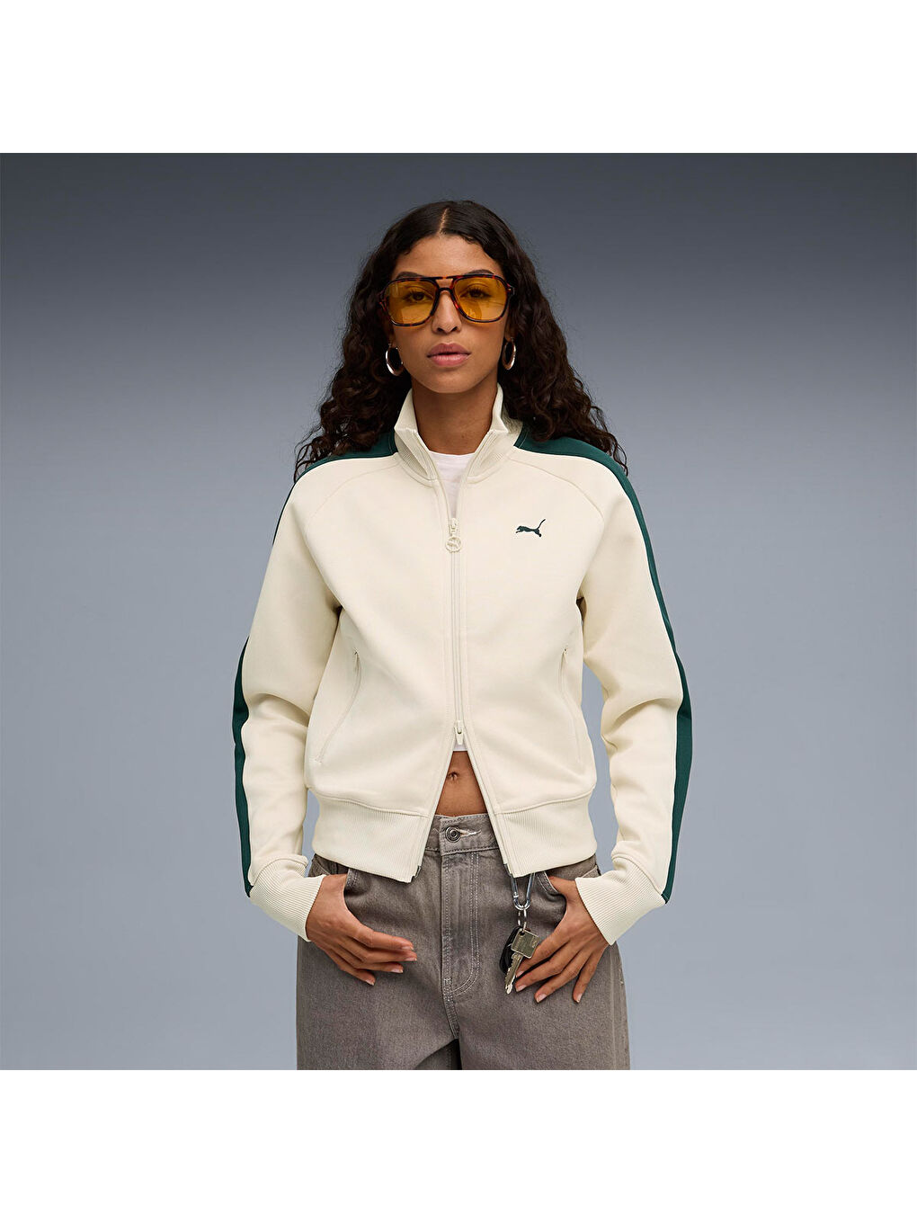 T7 Always On Track Kadın Ekru Dik Yaka Ceket