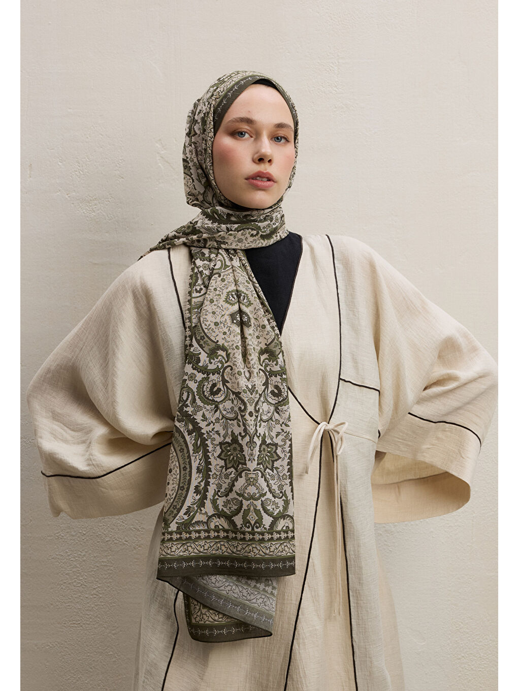 Elegant Desen Şal Haki