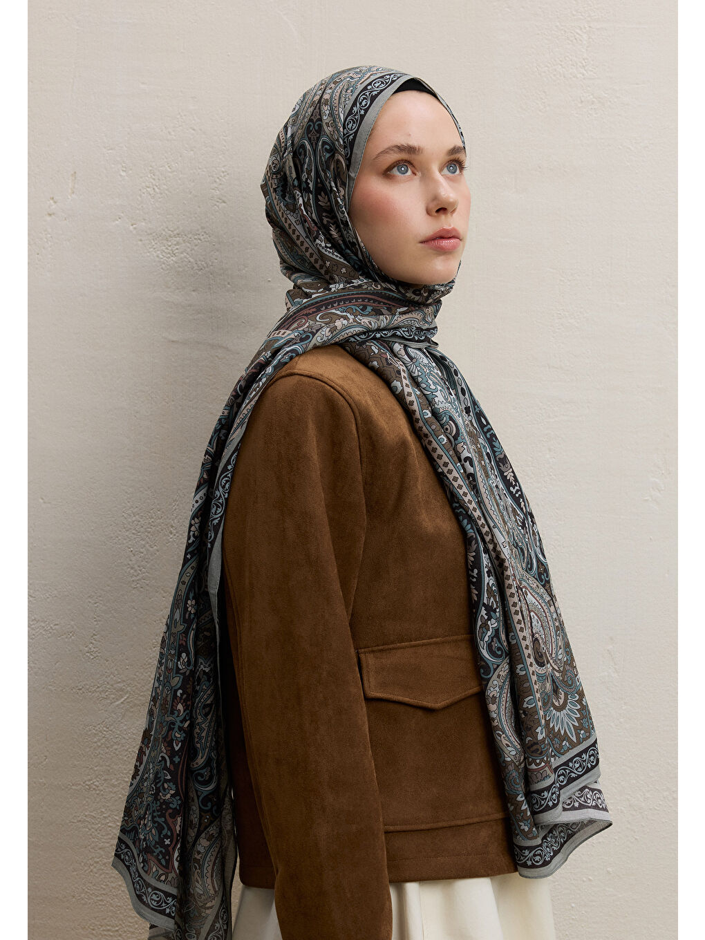 Zaıra Desen Şal Soft Yeşil-1