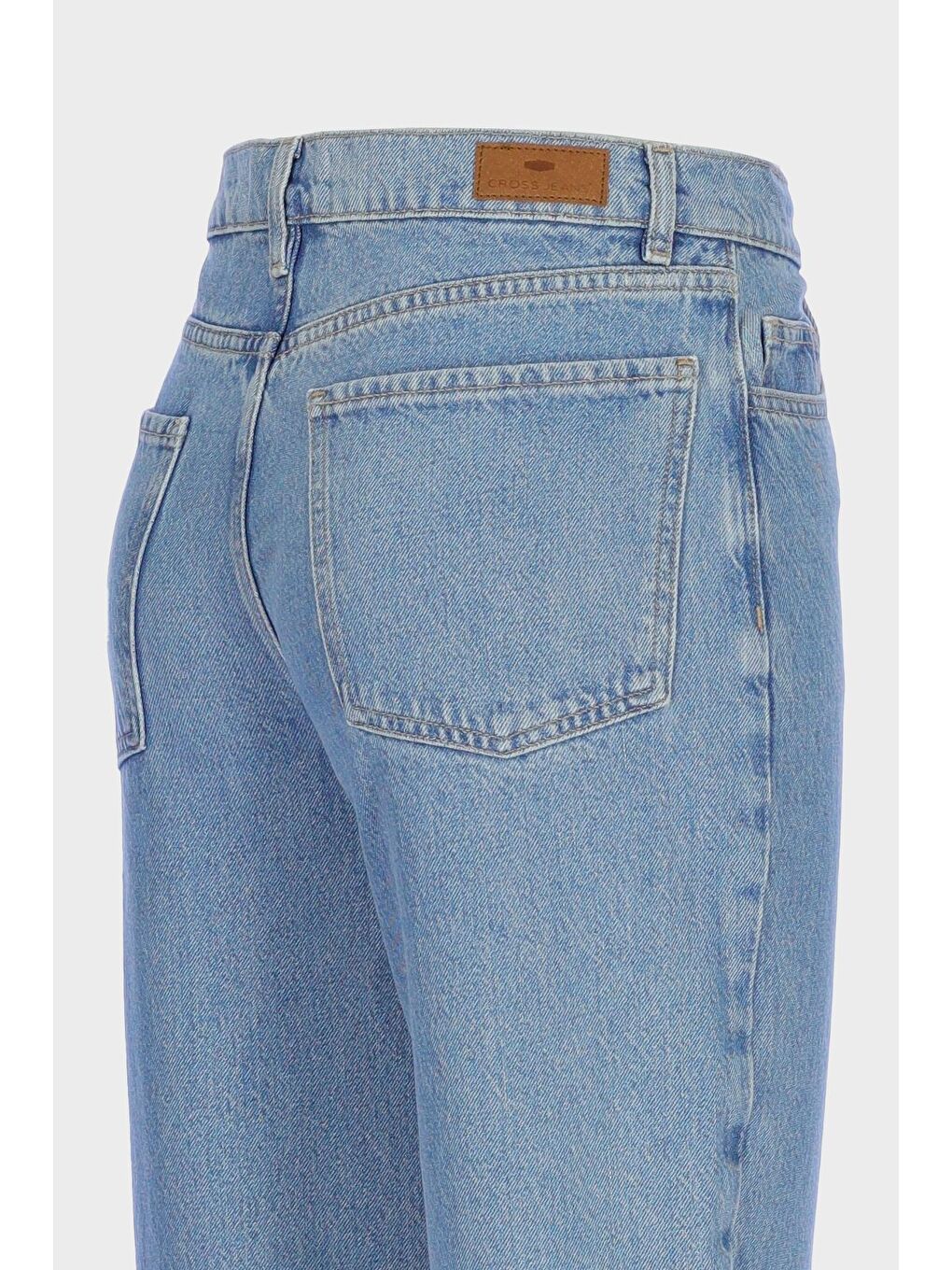 Açık Mavi Yüksek Bel Barrel Fit Patı Fermuarlı Jean Pantolon C 4934-024-2