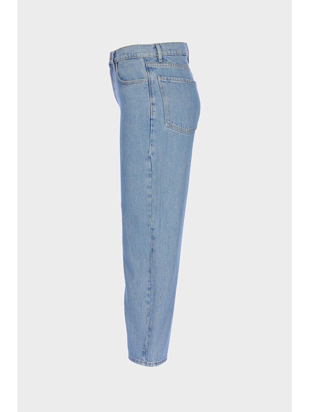 Açık Mavi Yüksek Bel Barrel Fit Patı Fermuarlı Jean Pantolon C 4934-024-3