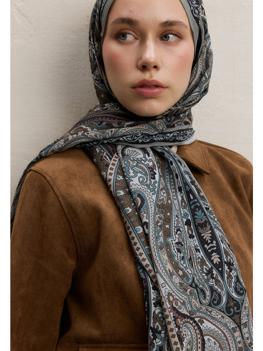 Zaıra Desen Şal Soft Yeşil-2