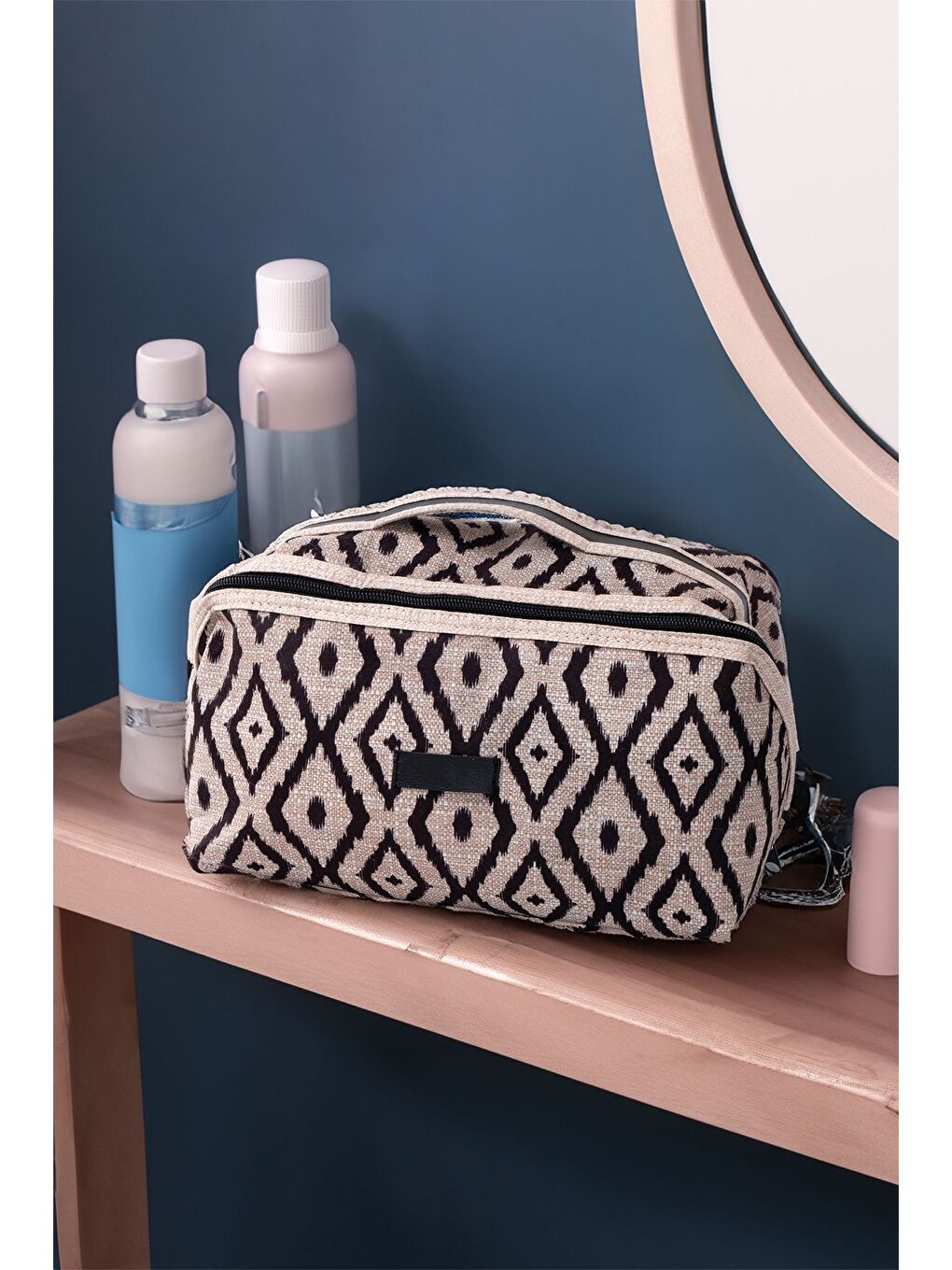 Su Geçirmez Bavul İçi Düzenleyici Çok Bölmeli Seyahat Çantası Organizer Makyaj Düzenleme Çantası Bej-1