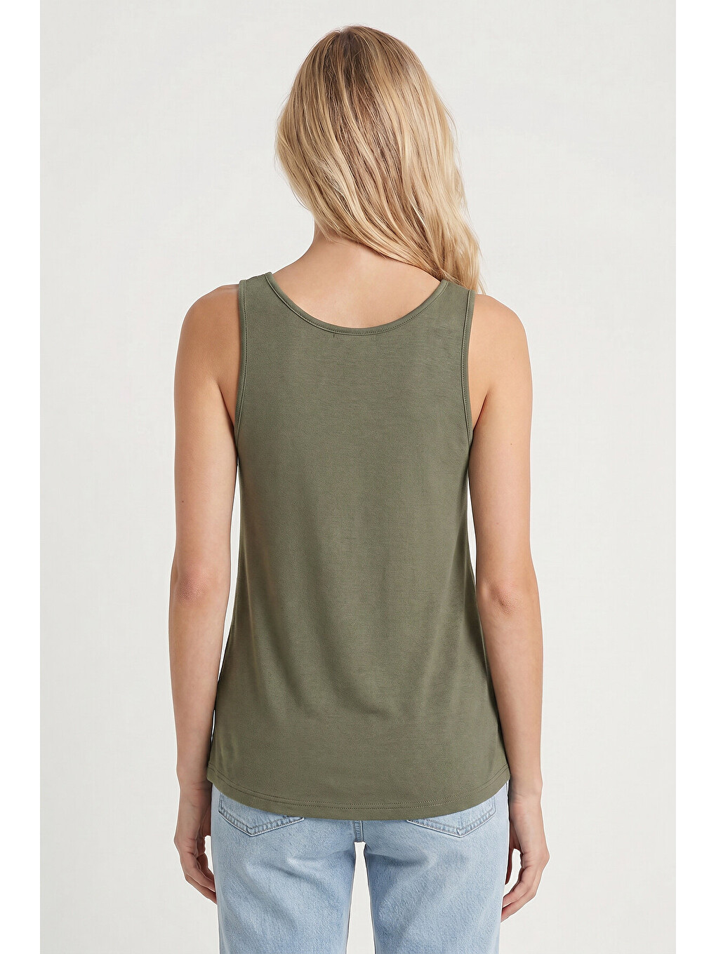 Haki Kalın Askılı Basic Viskon Bluz HAKİ LRN0057-2