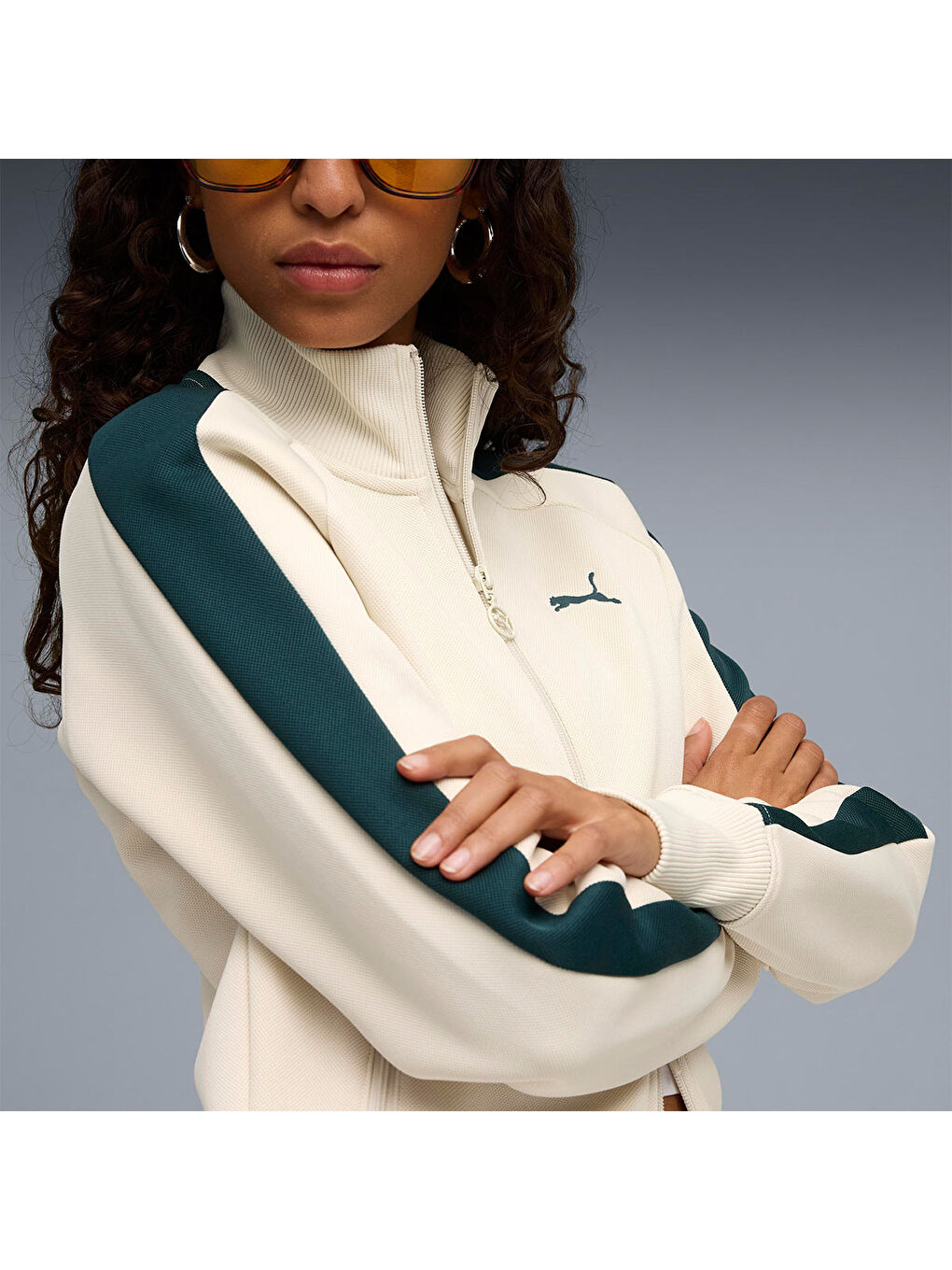 T7 Always On Track Kadın Ekru Dik Yaka Ceket-1