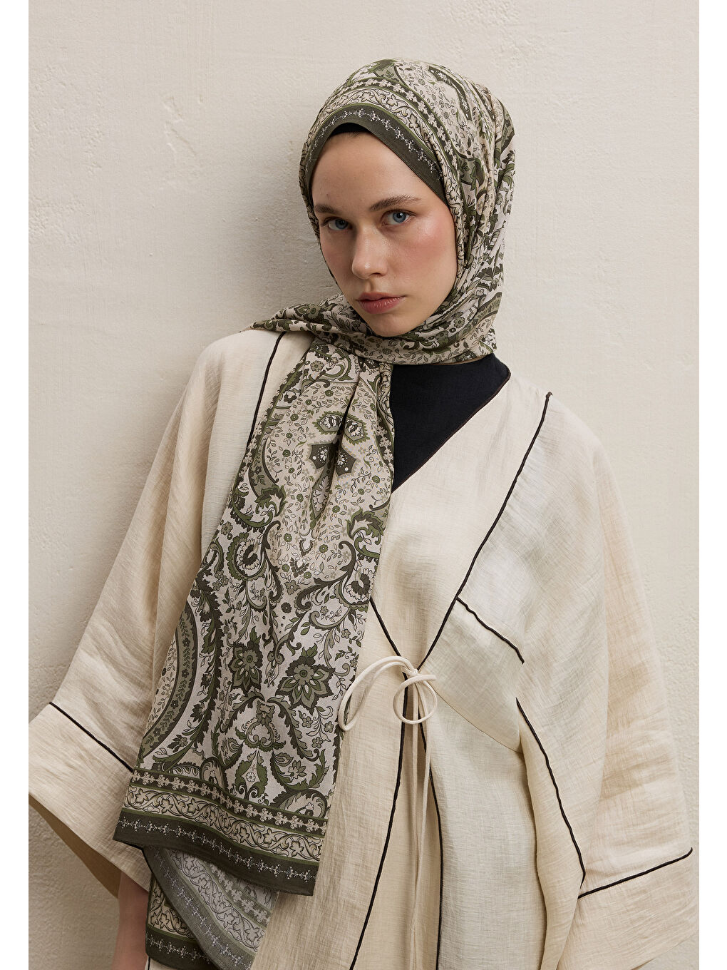 Elegant Desen Şal Haki-3