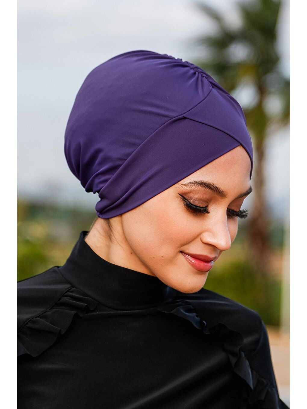 Mor Çapraz Deniz Havuz Mayo Bonesi ROB-21