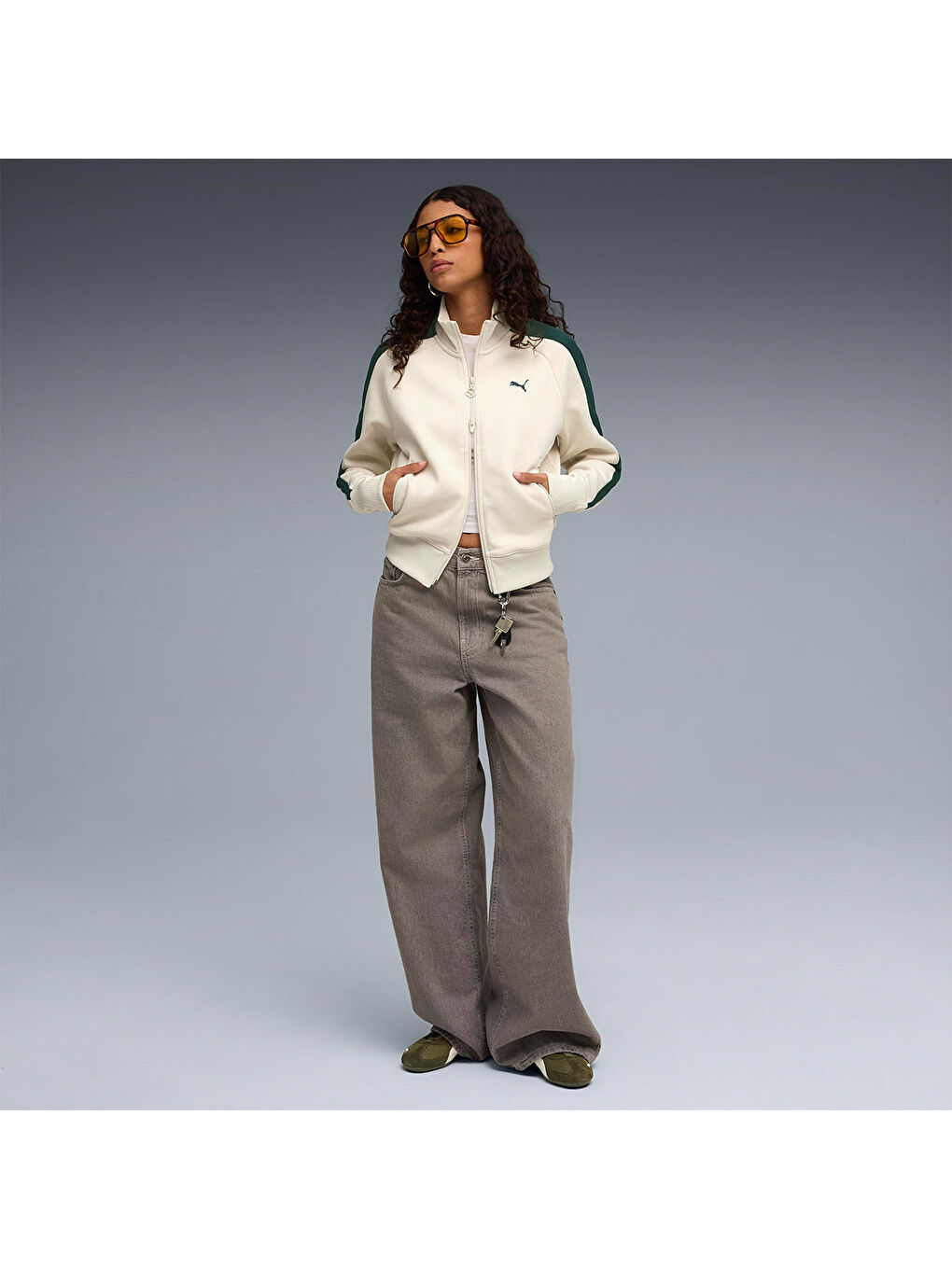 T7 Always On Track Kadın Ekru Dik Yaka Ceket-2