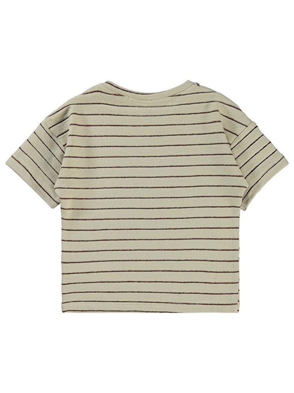 Bej Boys Çizgii Ananas Nakışlı 2-5 Yaş Tişört-2