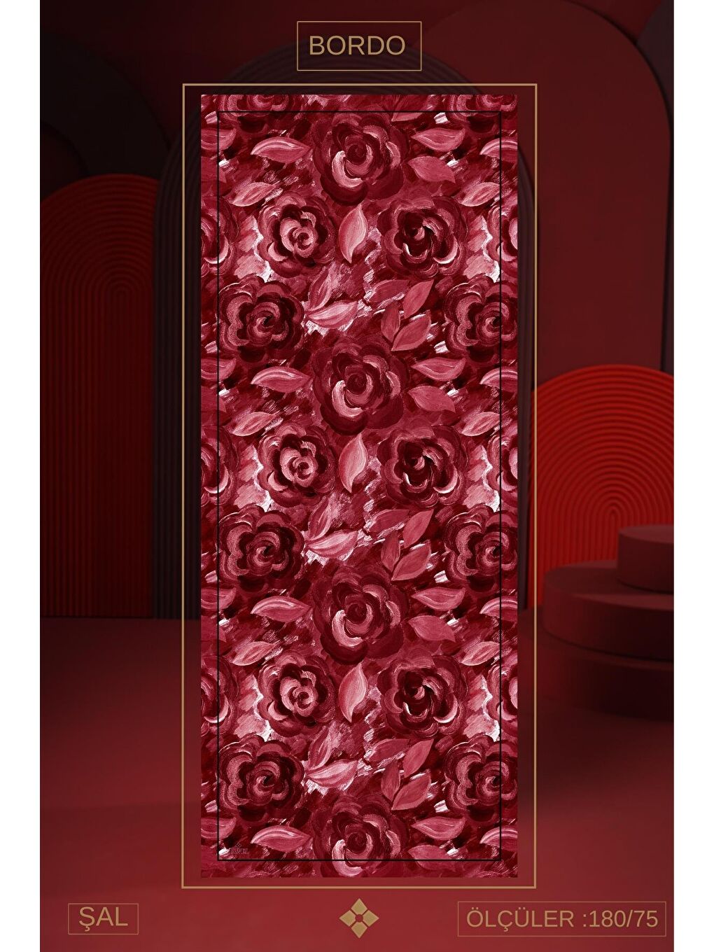 Bordo Kadın Marla Soft Şal-1