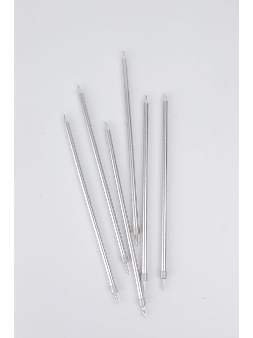 Gri Gümüş 6'lı Doğum Günü Mumu