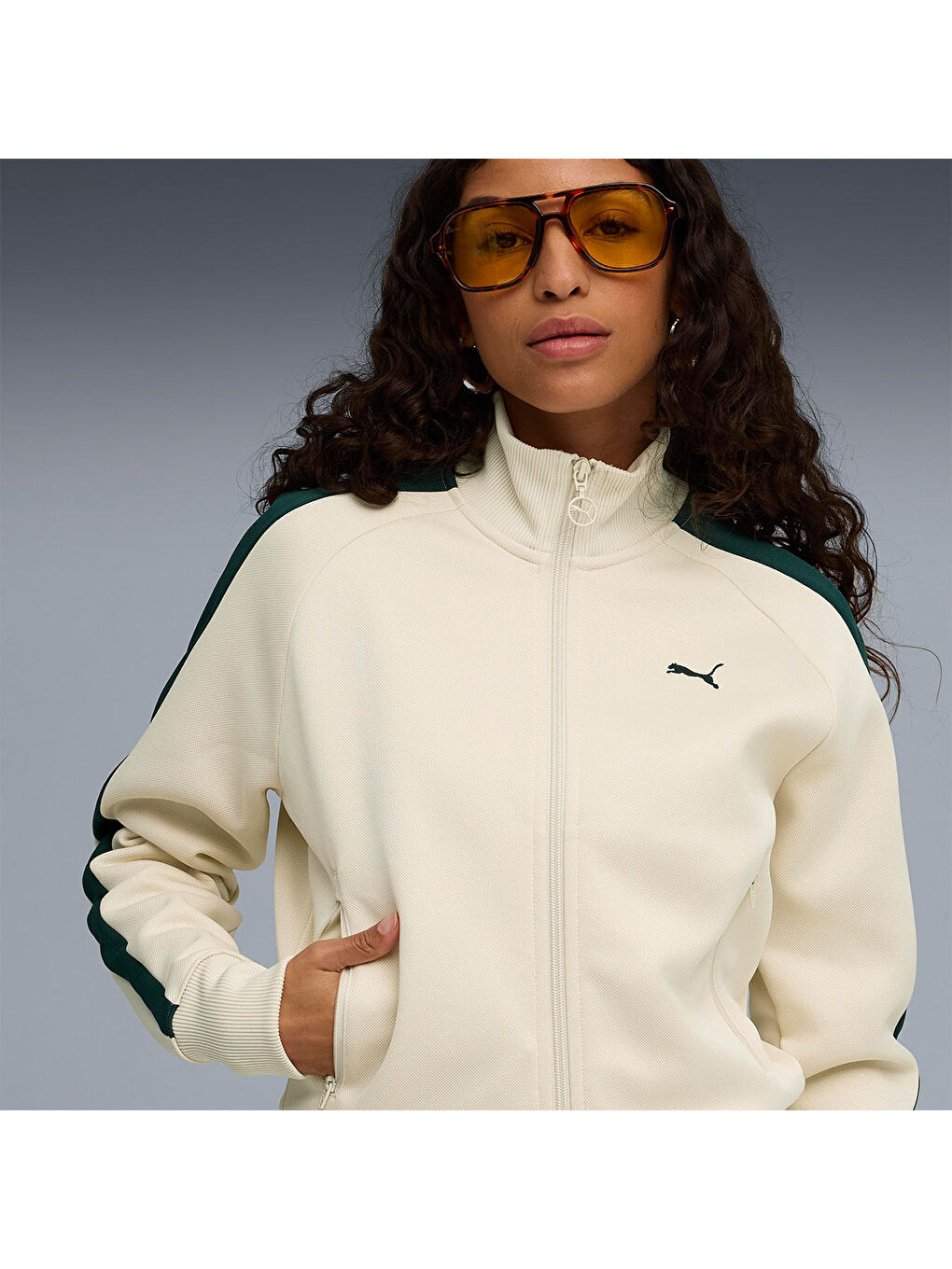T7 Always On Track Kadın Ekru Dik Yaka Ceket-3