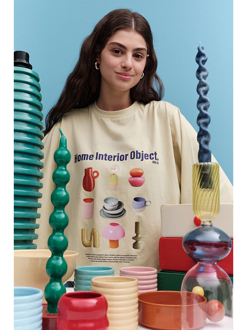 Sarı Baskılı Crop Uzun Kol T-Shırt Objeckt-2