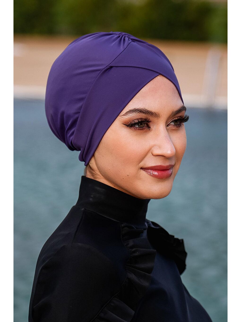 Mor Çapraz Deniz Havuz Mayo Bonesi ROB-21-1