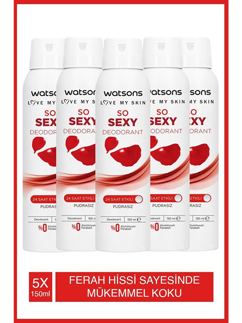 Watsons Açık Bej So Sexy Deodorant 24 Saat Etkili Pudrasız Sprey 150 ml X 5 ADET