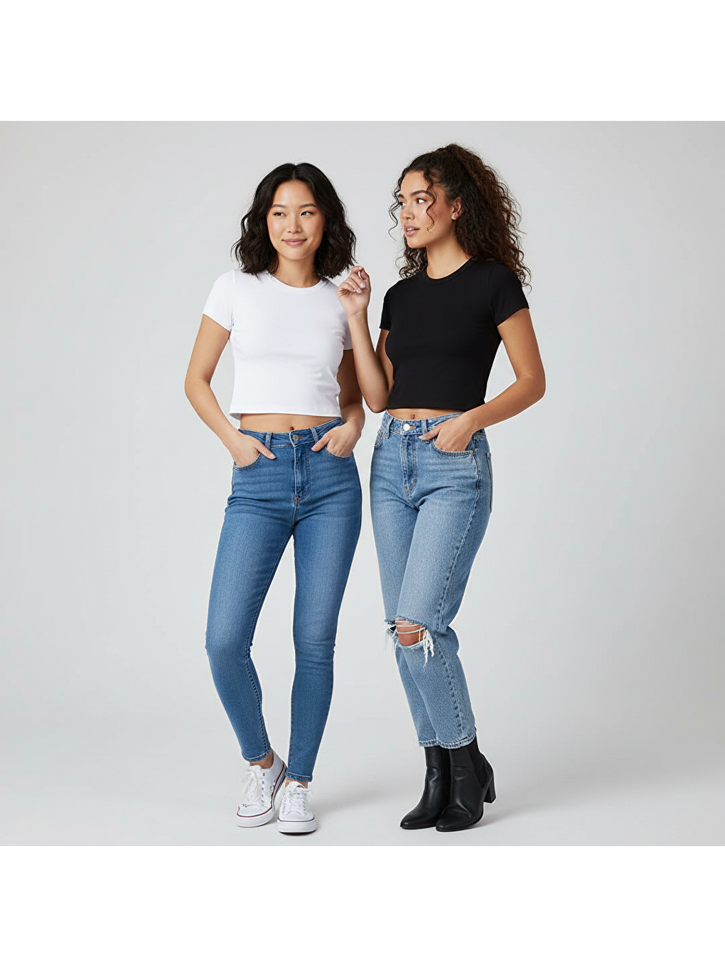 Siyah Kadın 2 Adet Bisilet Yaka Kısa Kollu Basic Tshirt Bb2499-1