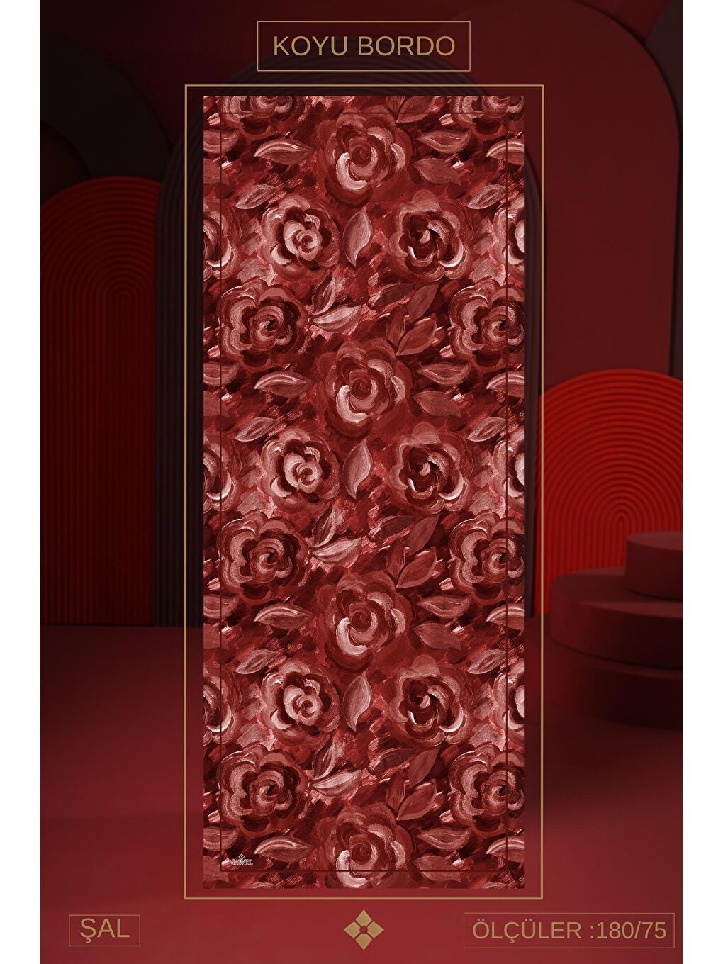 Bordo Kadın Marla Soft Şal-1