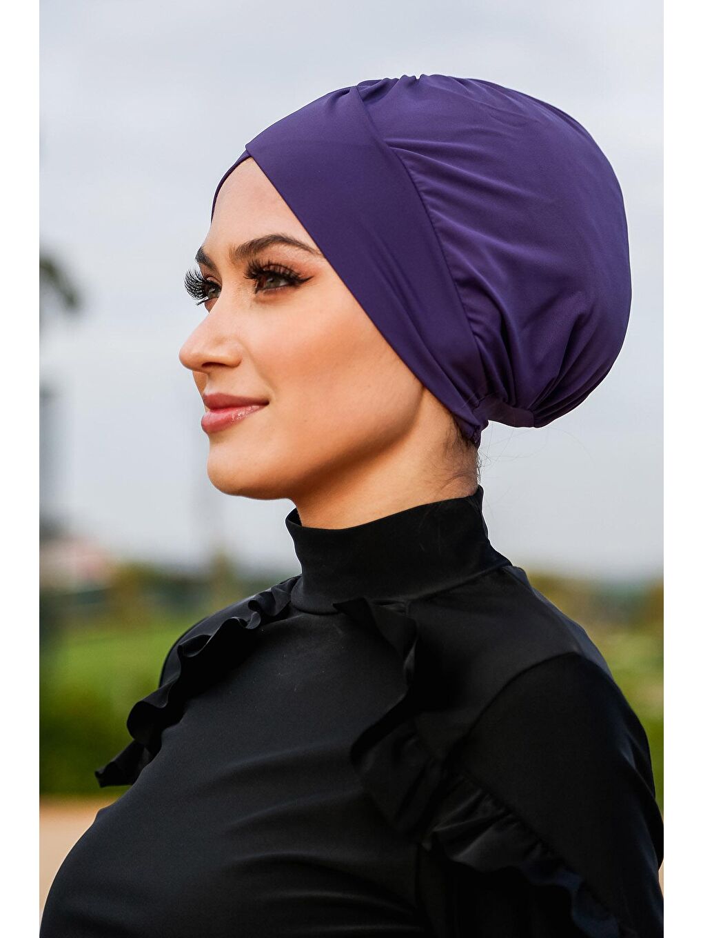 Mor Çapraz Deniz Havuz Mayo Bonesi ROB-21-2