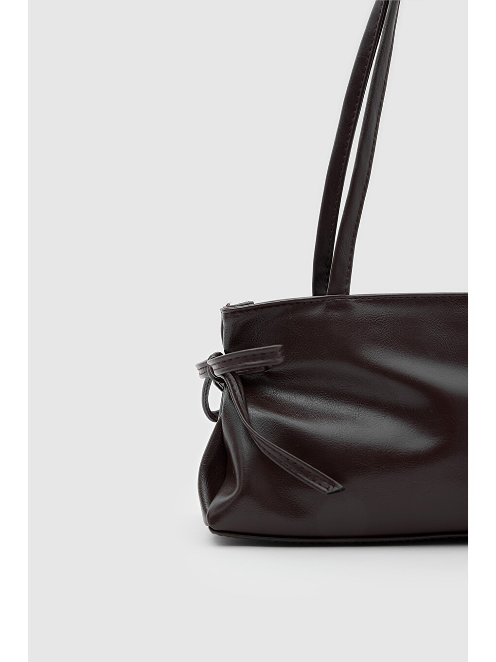 Kahverengi Baggy Fiyonklu Baget Çanta Acı Kahve-2